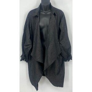 Sunset Lane Jacket Jean Large L Chambray Denim Truly Unique Open Front Women New